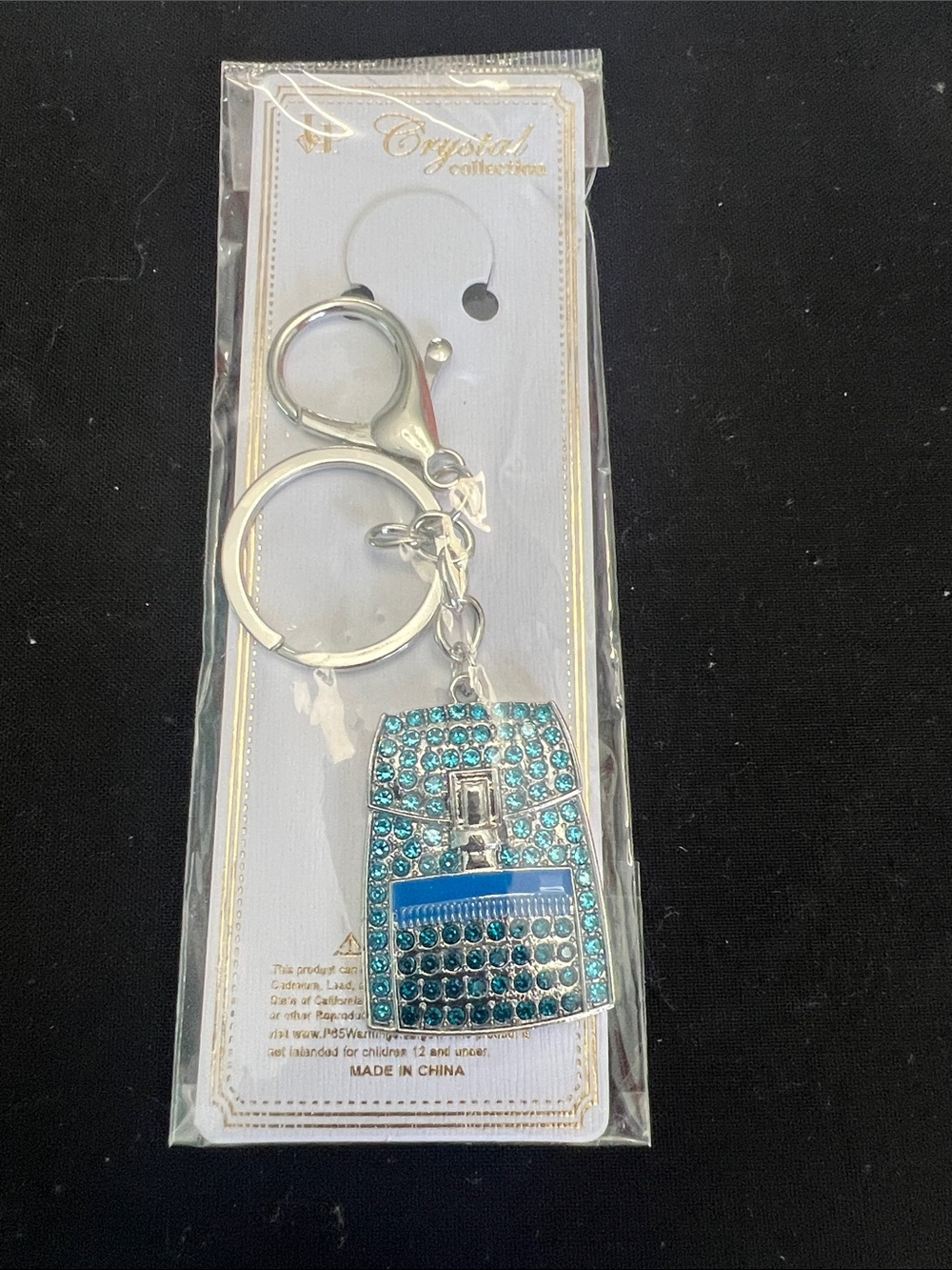Blue Rhinestone Cell Phone Keychain